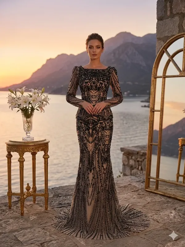 Black soirée gown