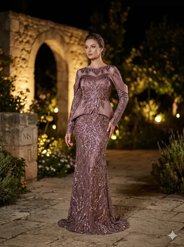Burgundy soirée gown