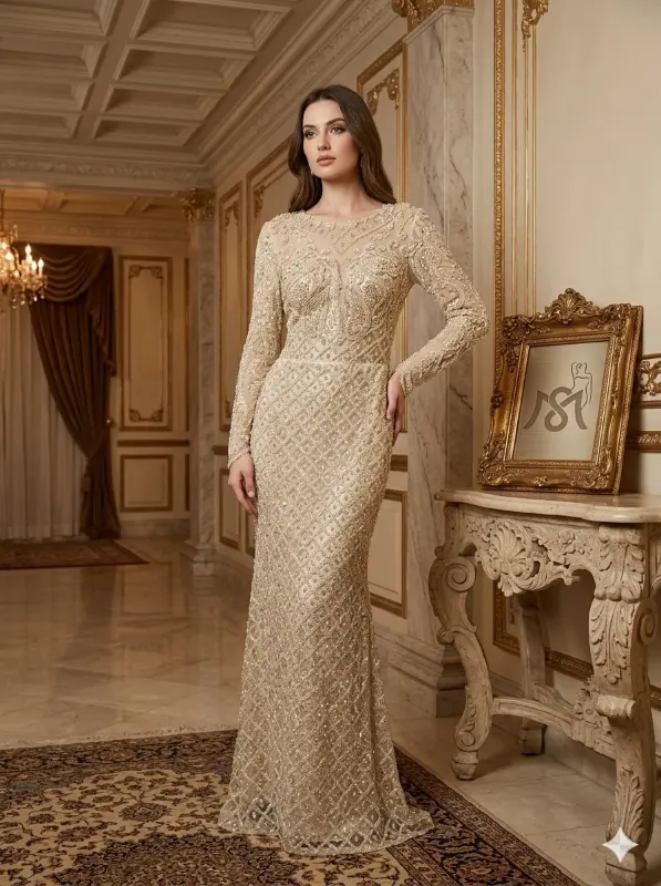 Beige soirée gown