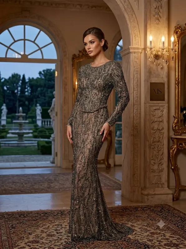 Grey soirée gown