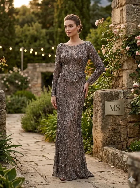 Grey soirée gown