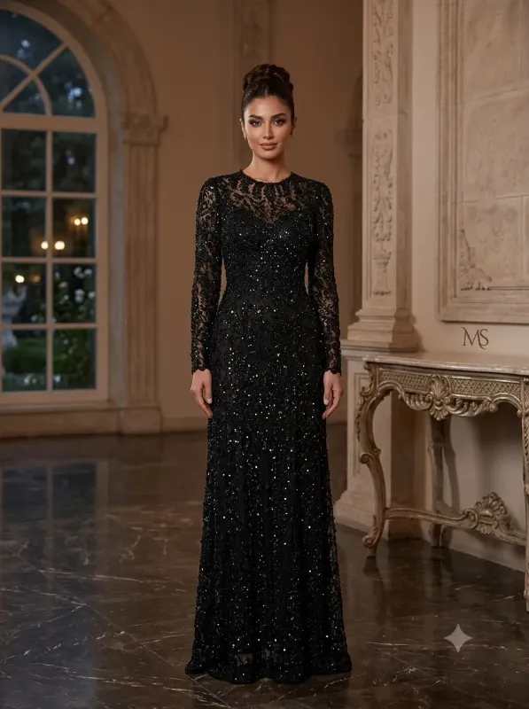 Black soirée gown
