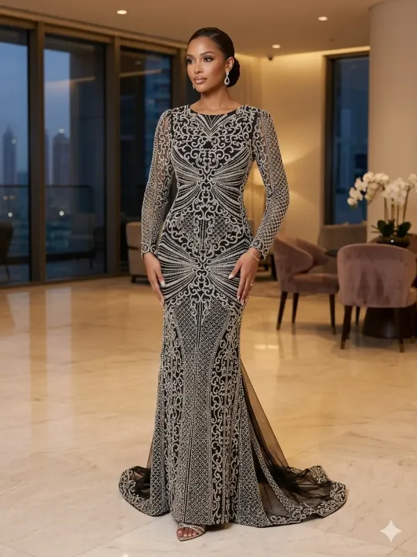 Grey soirée gown