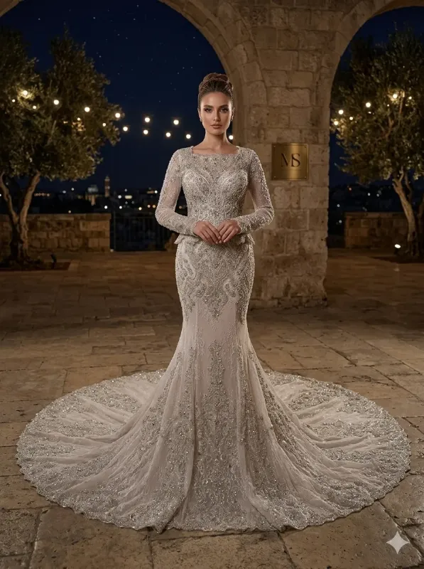 Nude soirée gown