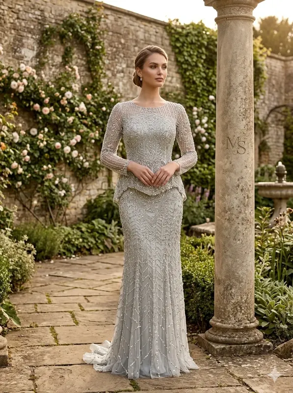 Silver soirée gown