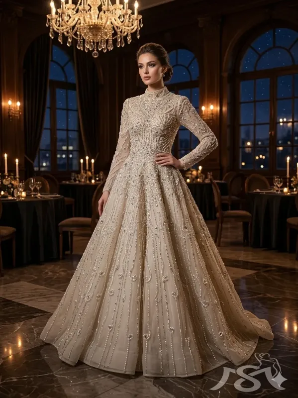 Nude soirée gown