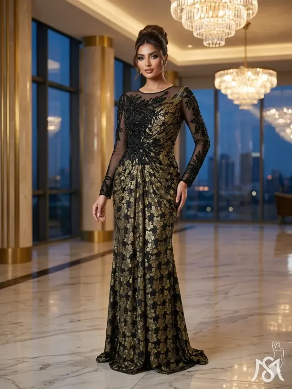 Brown soirée gown