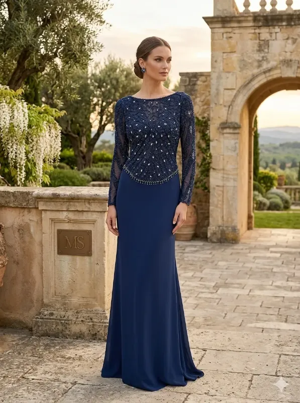 Navy soirée gown