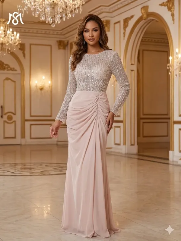 Nude soirée gown