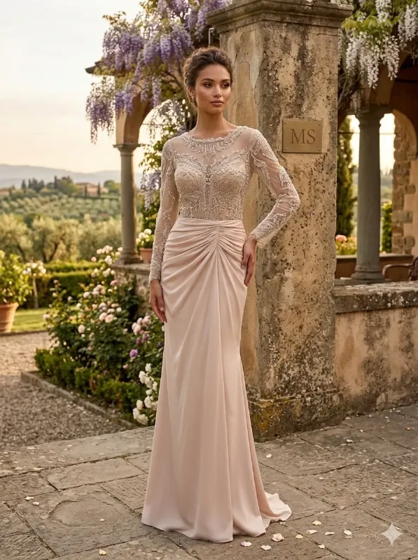 Nude soirée gown
