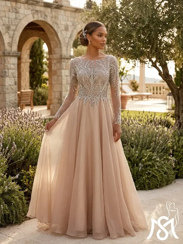 Nude soirée gown