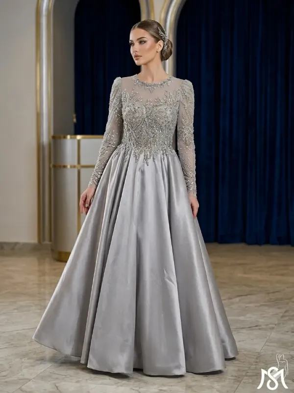 Silver soirée gown