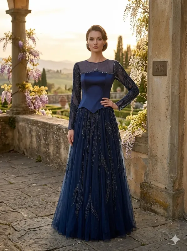 Navy soirée gown