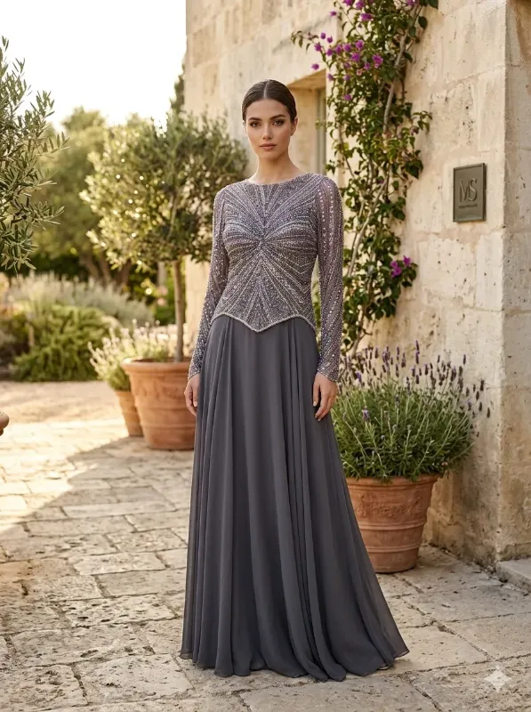 Grey soirée gown