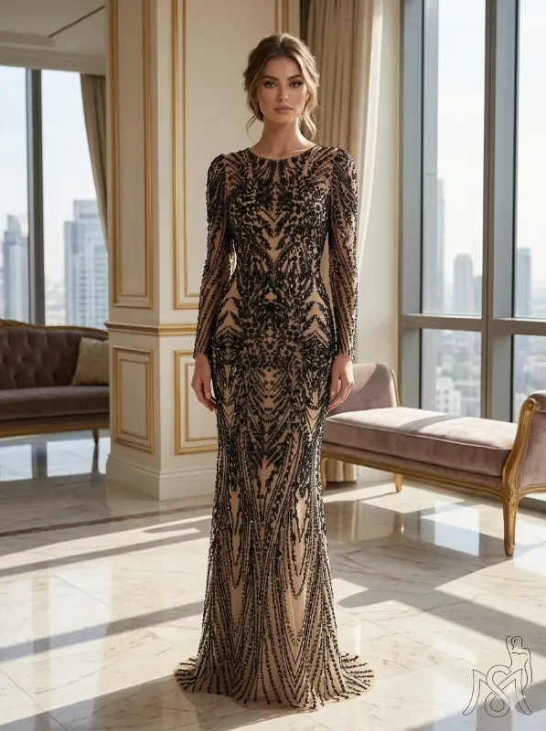 Black soirée gown