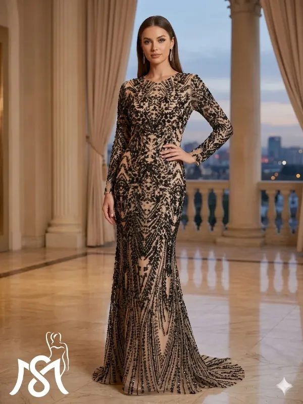 Brown soirée gown
