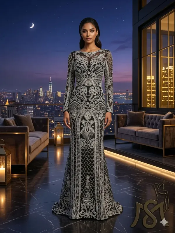Grey soirée gown