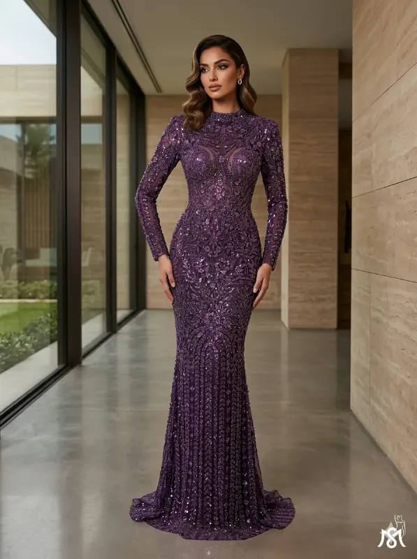 Purple soirée gown