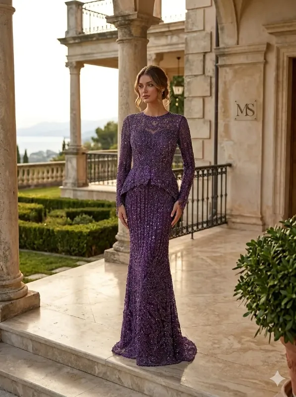 Purple soirée gown