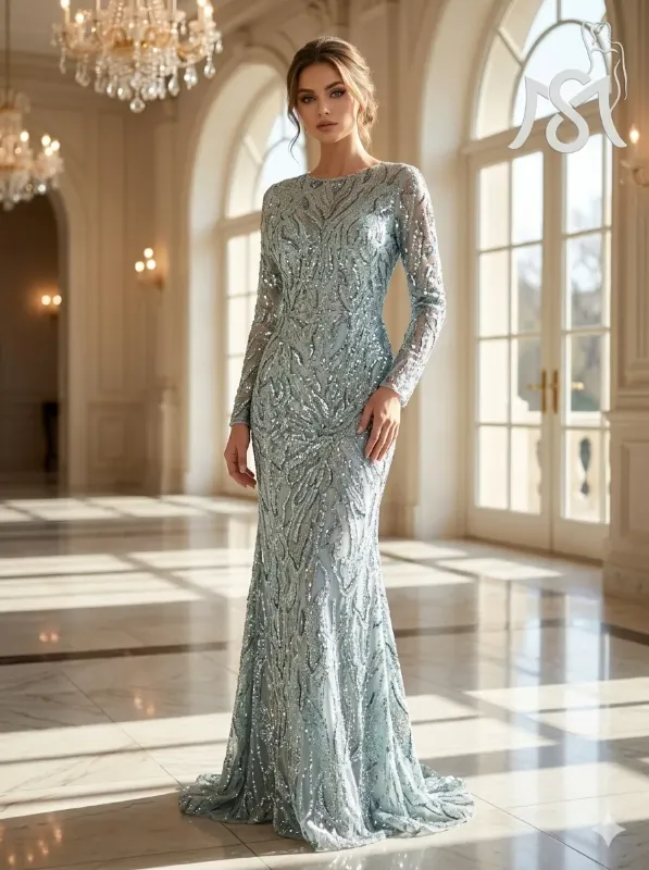 Grey soirée gown