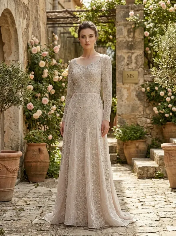 Nude soirée gown