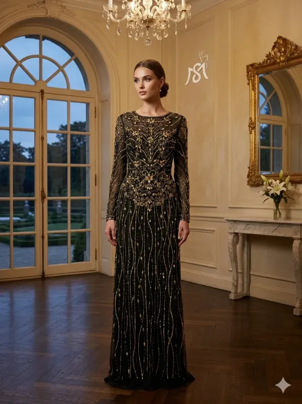 Nude soirée gown