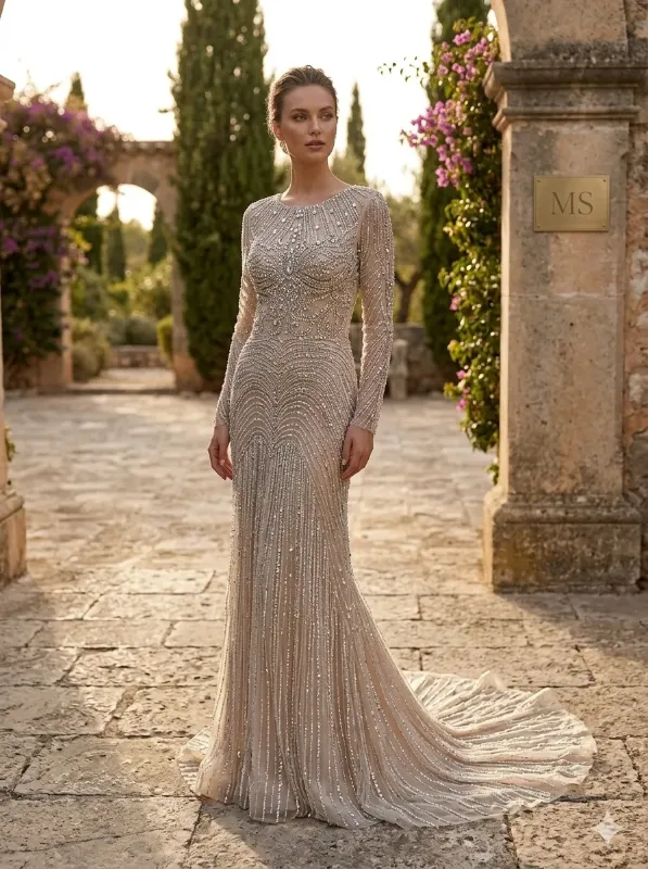 Nude soirée gown