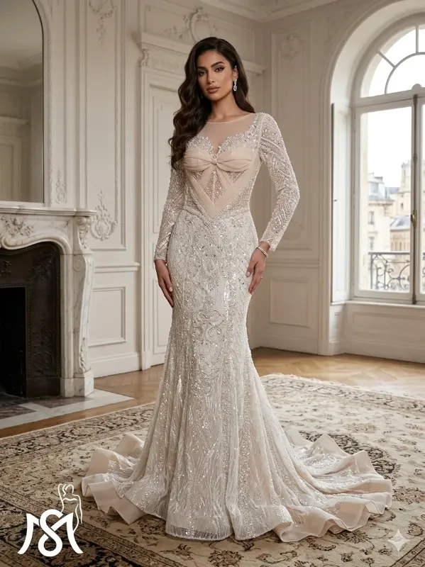 Nude soirée gown