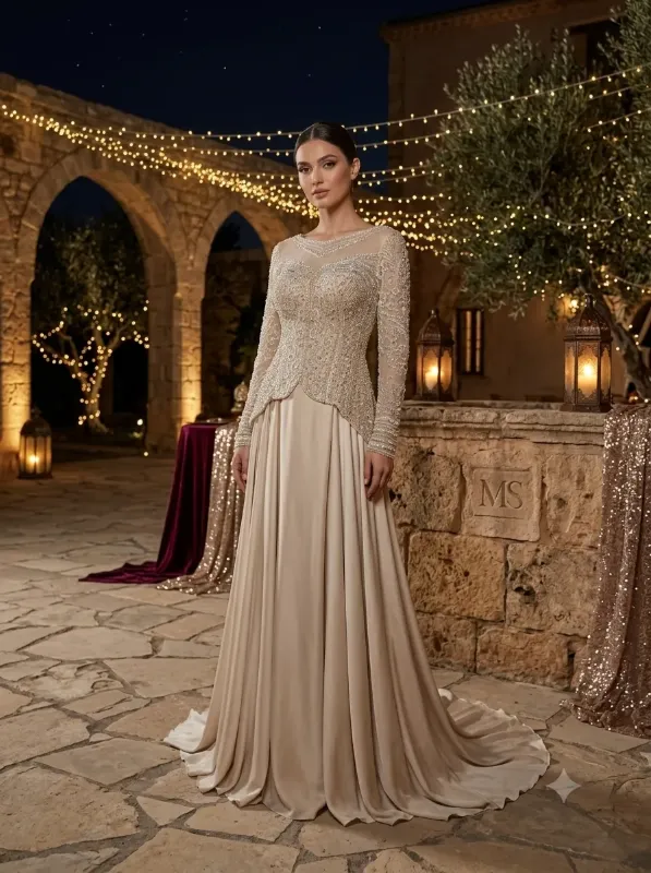 Nude soirée gown