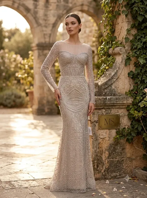 Nude soirée gown