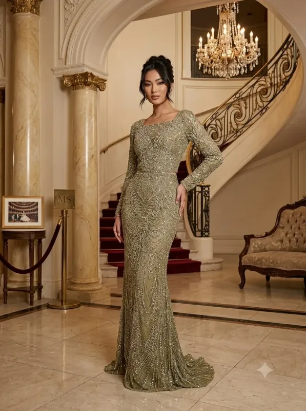 Nude soirée gown