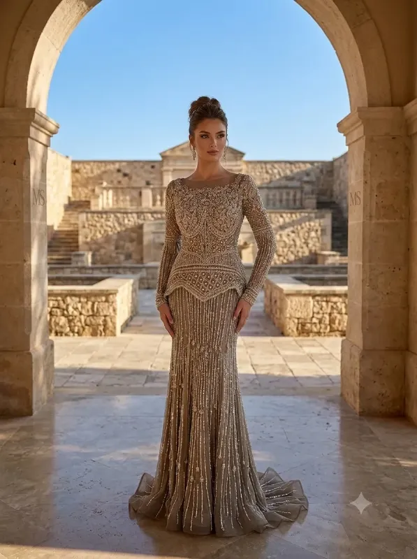 Brown soirée gown