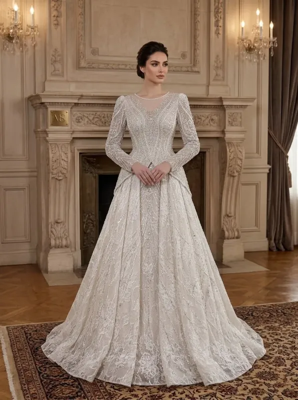 Silver soirée gown