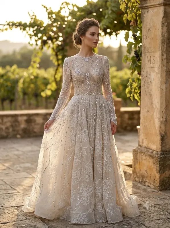 Silver soirée gown
