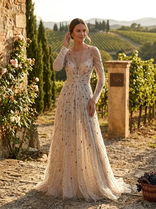 Nude soirée gown