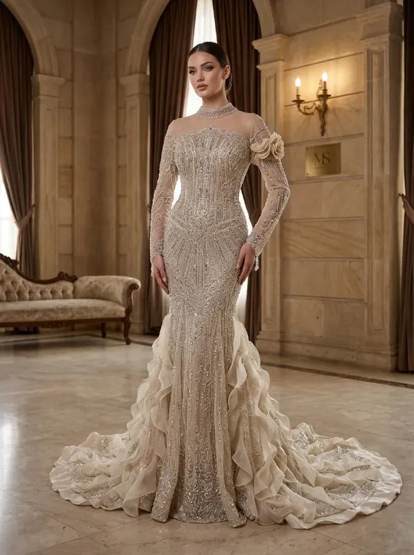 Nude soirée gown