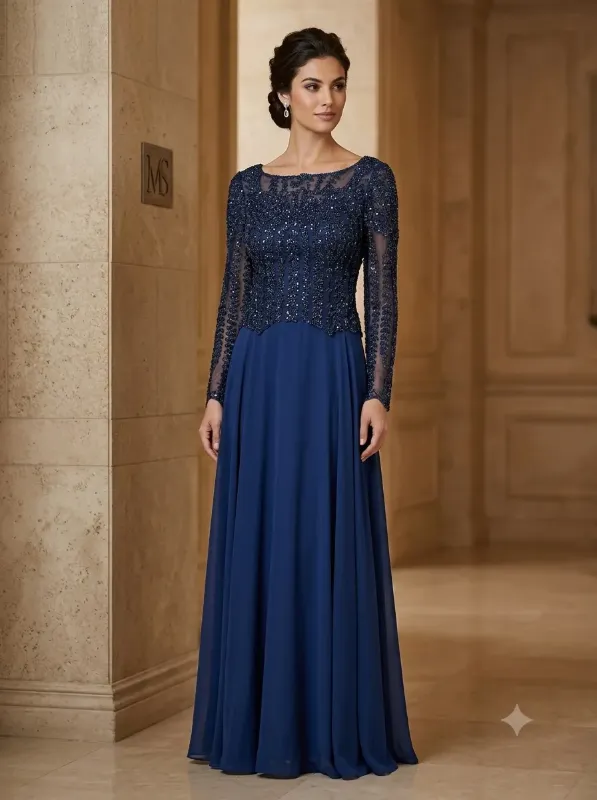 Navy soirée gown
