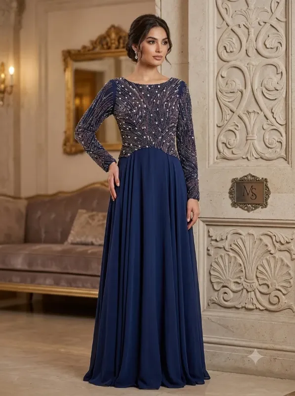 Navy soirée gown