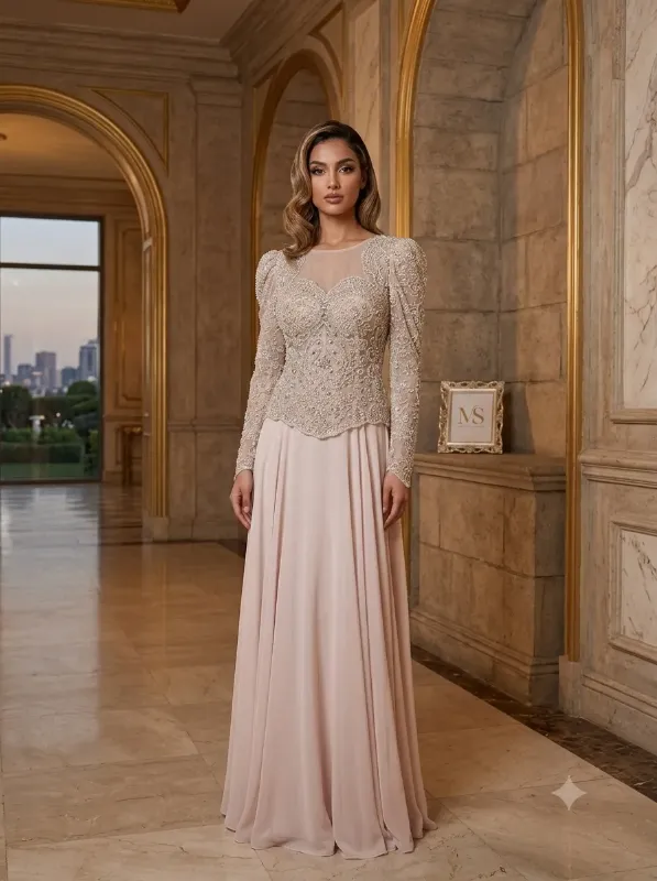 Nude soirée gown