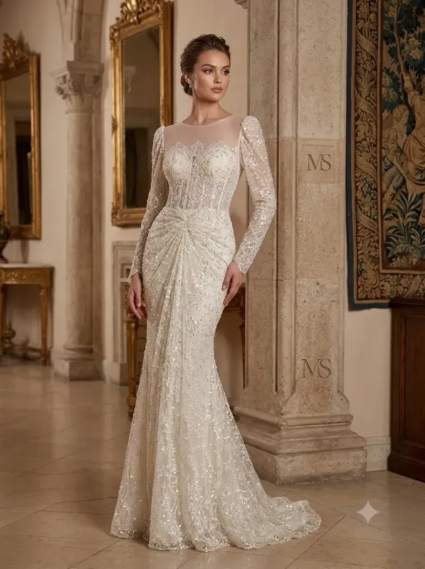 Beige soirée gown