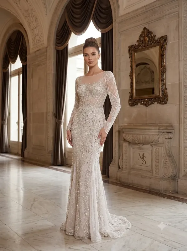 Silver soirée gown
