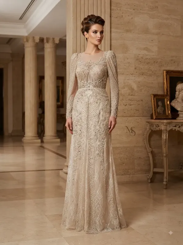 Nude soirée gown
