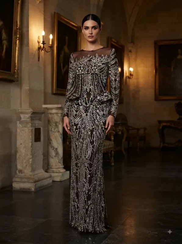 Grey soirée gown