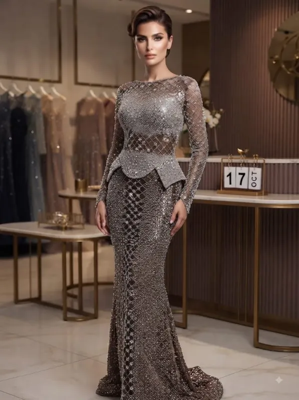 Grey soirée gown