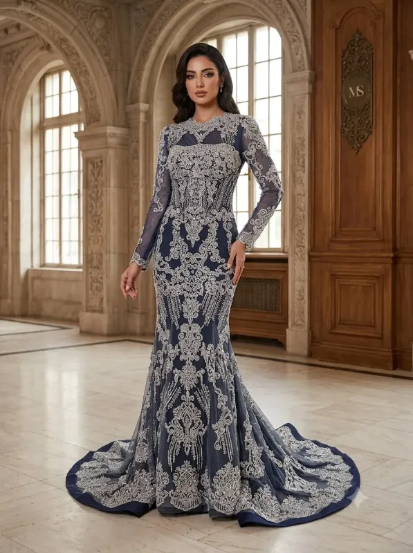 Grey soirée gown