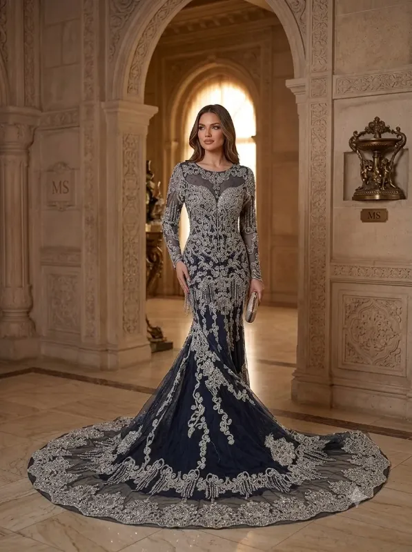 Grey soirée gown