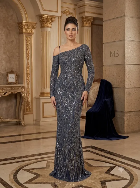 Grey soirée gown
