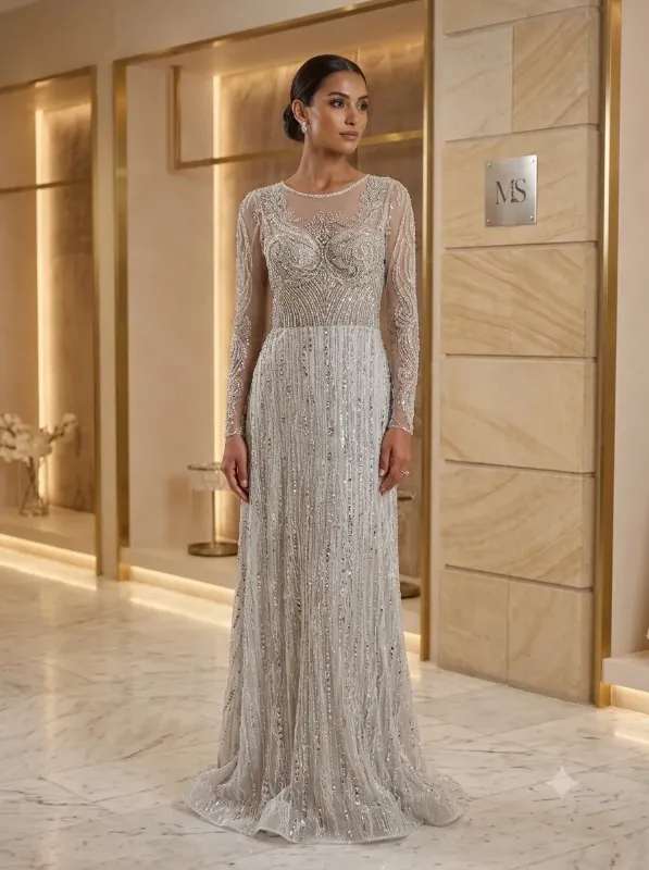 Nude soirée gown