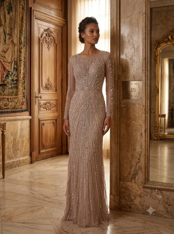 Brown soirée gown