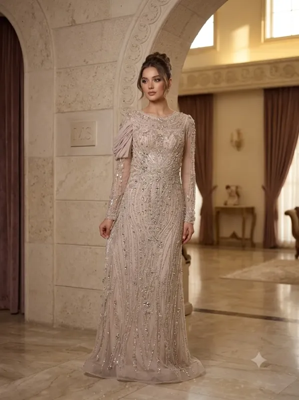 Gold soirée gown
